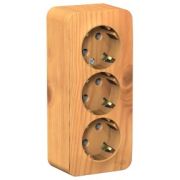 Розетка ОУ 3-м Бланка с/з с изол пластиной 16А ясень