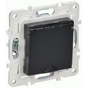 Розетка СУ 1-м SKANDY (мех.) с/з с/ш крышка 16А IP44 SK-R11Bl черный ИЭК