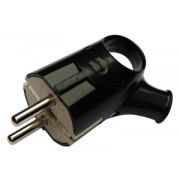 Вилка ASD/InHome угловая с ушком с/з 16А черная 9155