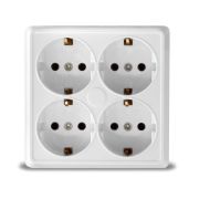 Розетка ОУ 4-м с/з 16А Олимп (квадрат) белый