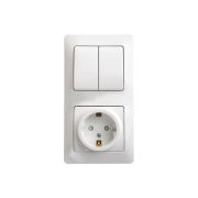 Блок СУ Роз з/ш+Выкл 2-кл Глосса белый (174)