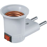 Переходник вилка-патрон Е27 с выкл. Ecola белый