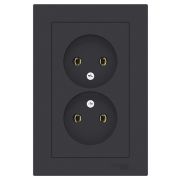 Розетка СУ 2-м Атлас б/з, б/ш 16А карбон (1020)