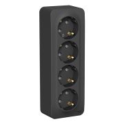 Розетка ОУ 4-м Бланка с/з, с/ш 16А антрацит