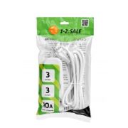 Удлинитель 1-2.SALE 3гн 3м б/з 10А (ПВС 2*1)