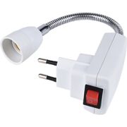 Переходник вилка-патрон E14 с выкл. гибкий Ecola белый