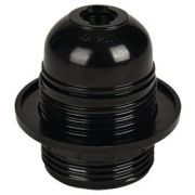 Патрон Е27 с кольцом карболит черный прямой Ecola