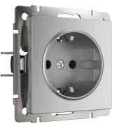 Розетка СУ 1-м Веркель (мех.) с/з серебряный риф. WL09-SKG-01-IP20