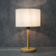 Светильник настольный Wood 609W под лампу E27 на основании ДЕРЕВО+БЕЛЫЙ OREOL