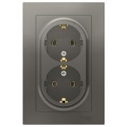 Розетка СУ 2-м Атлас с/з 16А сталь (924)