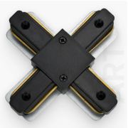 Трековый однофазный коннектор 220V Х-образный черный 107*107 мм EKS