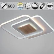 Светильник-люстра LED Reluce 110W 600х600 диммер, ПДУ+диммер+упр с тел 08000-0.5-450 WH+WOOD